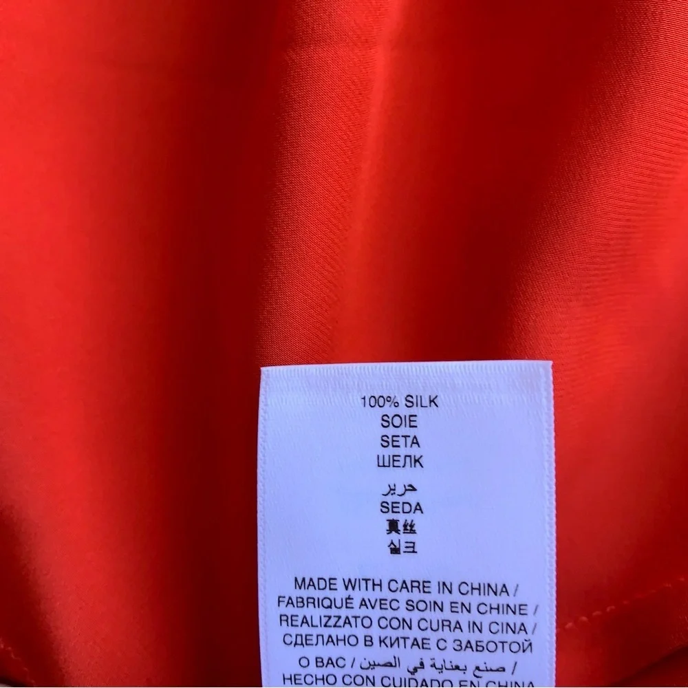 NWT Doen Lilaia Silk Rosette Rose Halter Maxi Dress Gown Fiery Coral Red - Picture 15 of 16